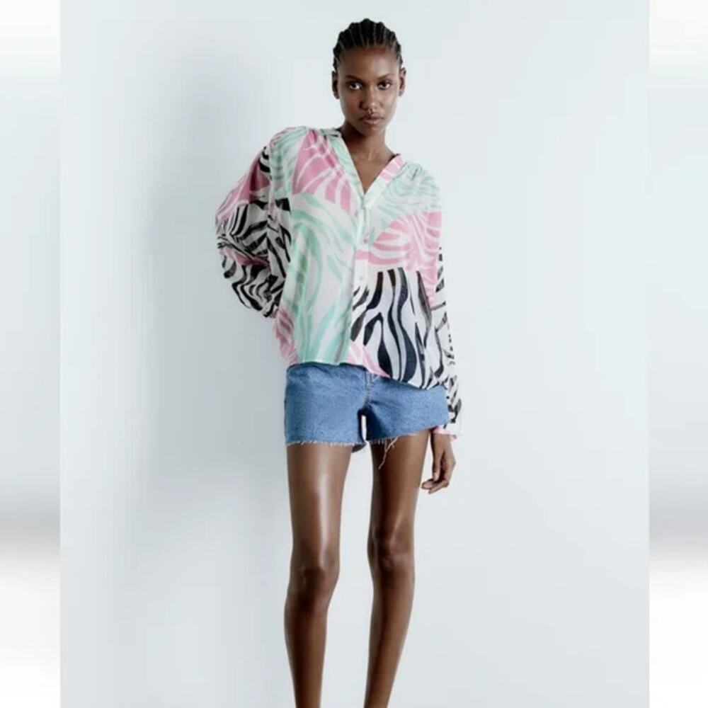 Zara animal print semi sheer blouse - NWT - M